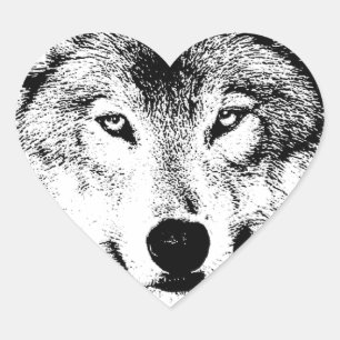 Wolf Herz-Aufkleber