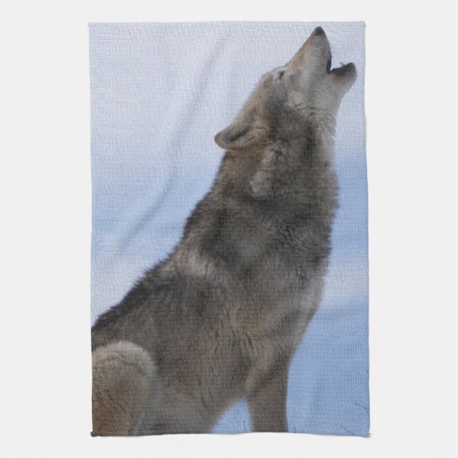 Wolf-Heulen Geschirrtuch (Vertikal)
