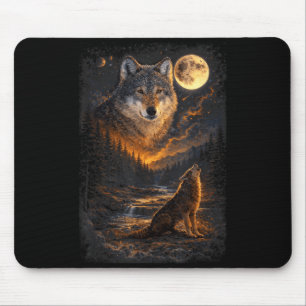 Wolf Heulender Mond Wald Natur Tierliebhaber Mousepad