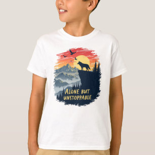 Wolf heult allein auf dem Mond, aber unaufhaltsam T-Shirt