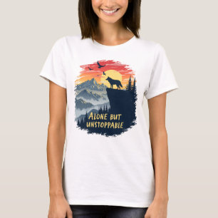 Wolf heult allein auf dem Mond, aber unaufhaltsam T-Shirt
