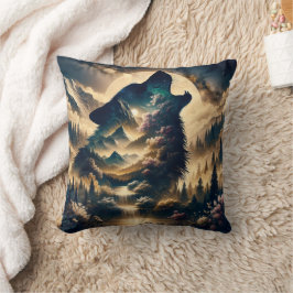 Wolf heult am Mond an einer wolkigen Nacht Kissen