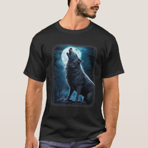 Wolf heult am Mond Fantasy Kunst Wildtiere T-Shirt
