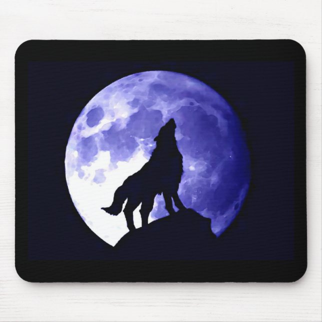 Wolf heult am Mond Mousepad (Vorne)