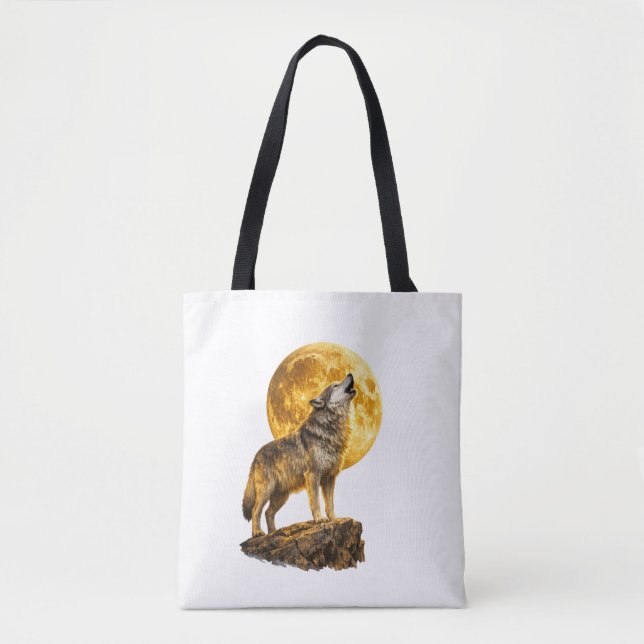 Wolf heult am Mond-Totentasche Tasche (Vorderseite)