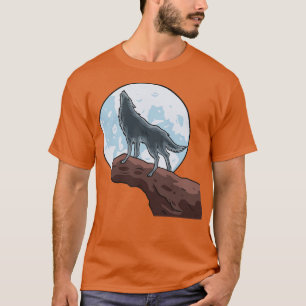 Wolf heult am Mond Wölfe T-Shirt