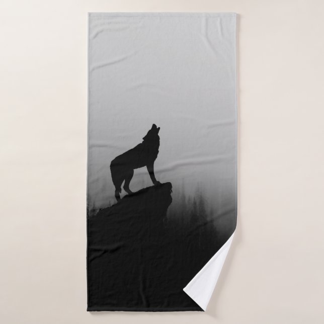 Wolf heult auf dem Mond Badehandtuch (Badehandtuch)