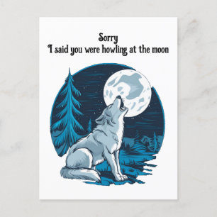 Wolf heult auf dem Mond Postkarte