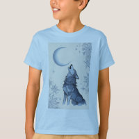 Wolf heult auf dem Mond