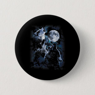 Wolf heult auf dem Mond Wildtiere liebt mich Button