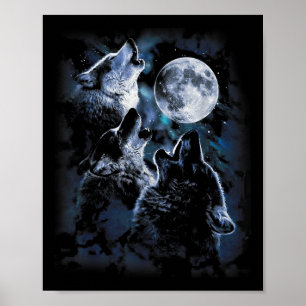 Wolf heult auf dem Mond Wildtiere liebt mich Poster