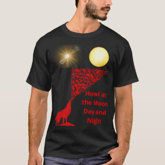 Wolf heult auf Mondskizze T-Shirt