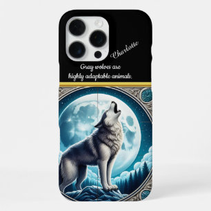 Wolf heult bei Vollmond in der Nacht iPhone 16 Pro Max Hülle