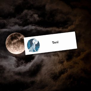 Wolf heult den Mond an Namensschild
