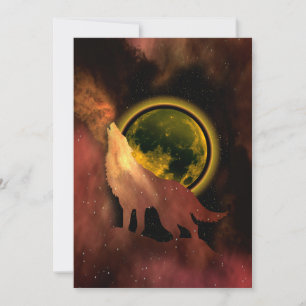 WOLF HEULT IM WELTRAUM MOND GALAXIE  EINLADUNG