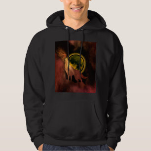 WOLF HEULT IM WELTRAUM MOND GALAXIE   HOODIE