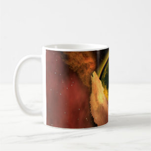 WOLF HEULT IM WELTRAUM MOND GALAXIE KAFFEETASSE