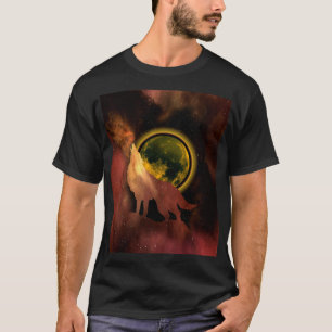 WOLF HEULT IM WELTRAUM MOND GALAXIE T-Shirt