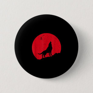 Wolf heult Mond Wölfe gruselig Nacht Halloween Button