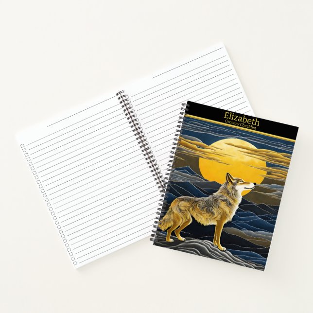 Wolf heult unter einem glühenden Mond Notizbuch (Innenseite)