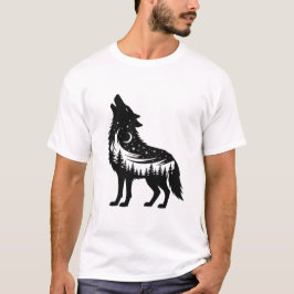 Wolf heult Wald Sterne Mond Tierliebhaber T-Shirt