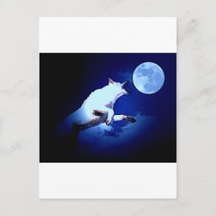 Wolf heult zum Mond Postkarte