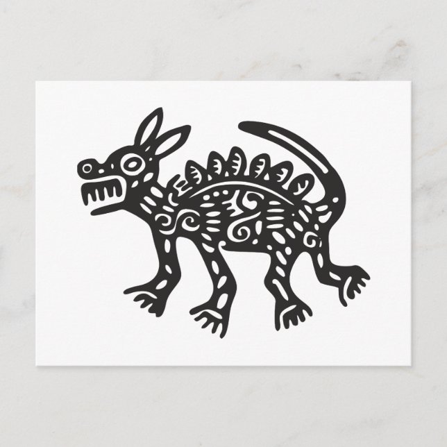 Wolf, Hieroglyph (Maya) Postkarte (Vorderseite)