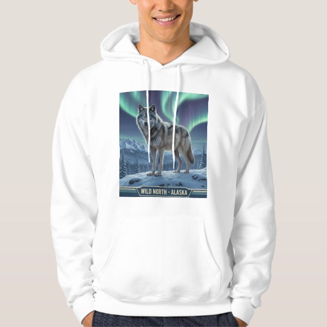 Wolf Hoodie 🐺 ❄️ | Northern Lights Art (Vorderseite)