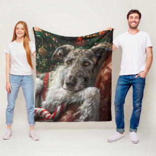 Wolf Hound Dog Weihnachtsfest Fleecedecke
