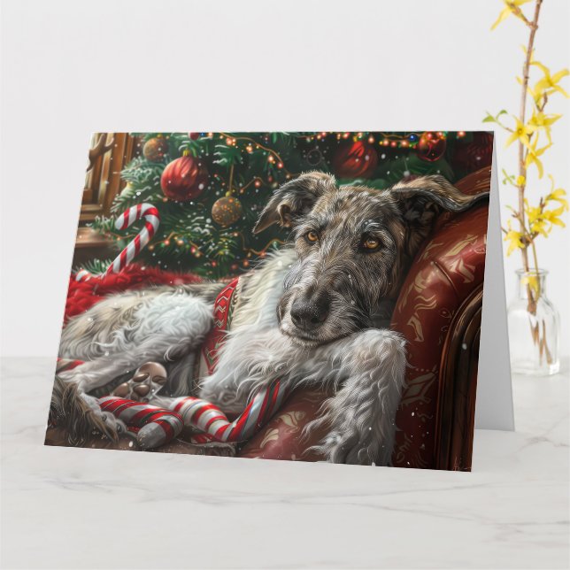 Wolf Hound Dog Weihnachtsfest Karte (Gelbe Blume)