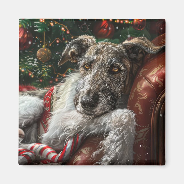 Wolf Hound Dog Weihnachtsfest Magnet (Vorne)