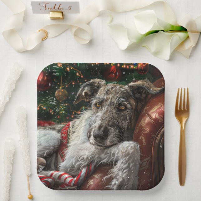 Wolf Hound Dog Weihnachtsfest Pappteller (Hochzeit)