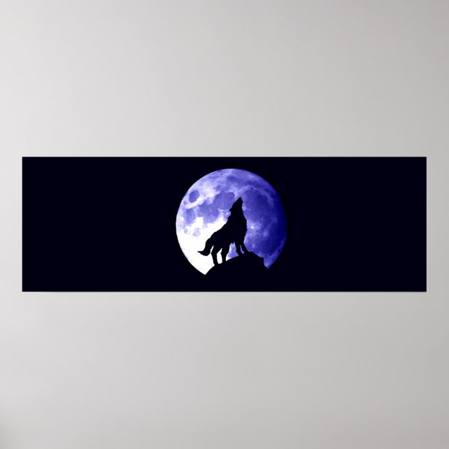 Wolf Howing at Moon Poster Imprimer Art animal sau (Devant)