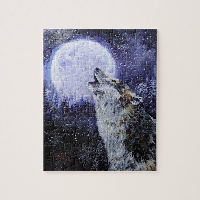 WOLF HOWL AND WINTER MOON PUZZLE (Vertikal)
