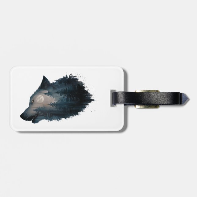 Wolf Howl Forest Moon Gepäckanhänger (Rückseite horizontal)