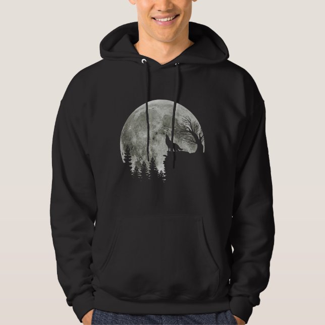 wolf howl on mountain halloween moon hoodie (Vorderseite)