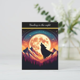 Wolf Howl unter Mondlicht Postkarte