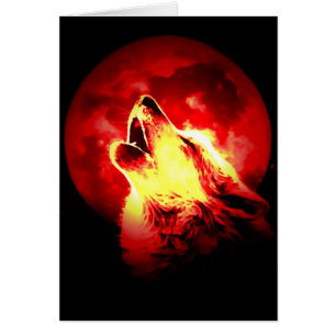 Wolf Howling à Red Night Card