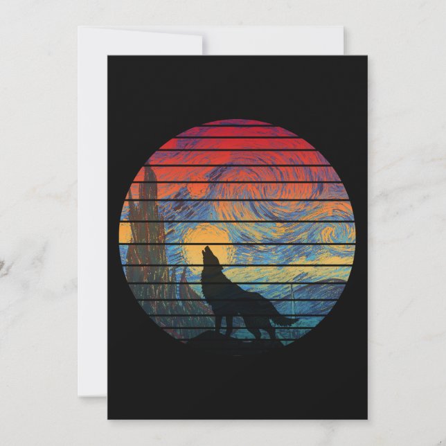 WOLF HOWLING ABSTRAKTER STIL EINLADUNG (Vorderseite)