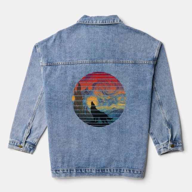 WOLF HOWLING ABSTRAKTER STIL JEANSJACKE (Rückseite)