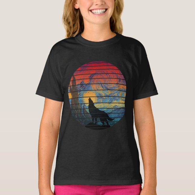 WOLF HOWLING ABSTRAKTER STIL T-Shirt (Vorderseite)