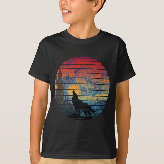 WOLF HOWLING ABSTRAKTER STIL T-Shirt (Vorderseite)