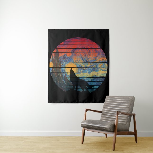 WOLF HOWLING ABSTRAKTER STIL WANDTEPPICH (Beispiel)