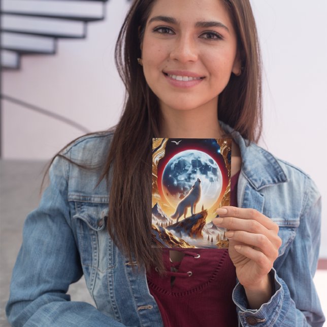 Wolf Howling am Crimson Moon Postkarte (Von Creator hochgeladen)