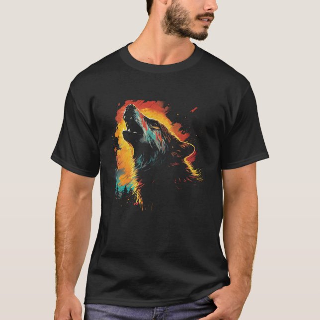 Wolf Howling am Mond Women's National Park Ala T-Shirt (Vorderseite)