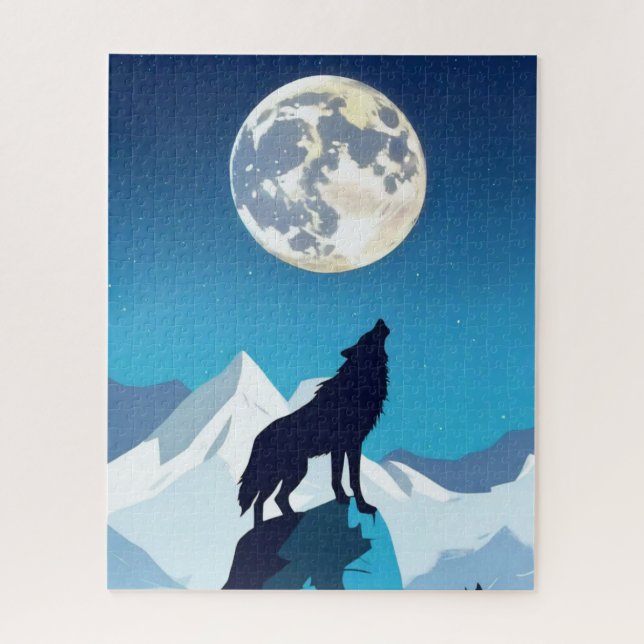 Wolf Howling am Vollmond (Vertikal)