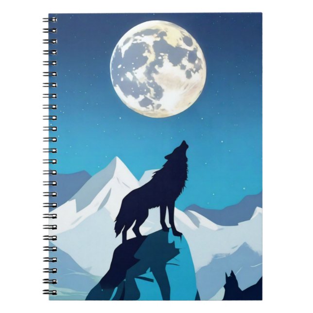 Wolf Howling am Vollmond Notizblock (Vorderseite)