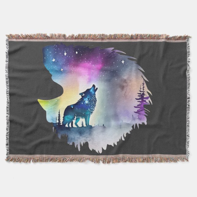 Wolf Howling an den Nordlichtern Decke (Vorderseite)