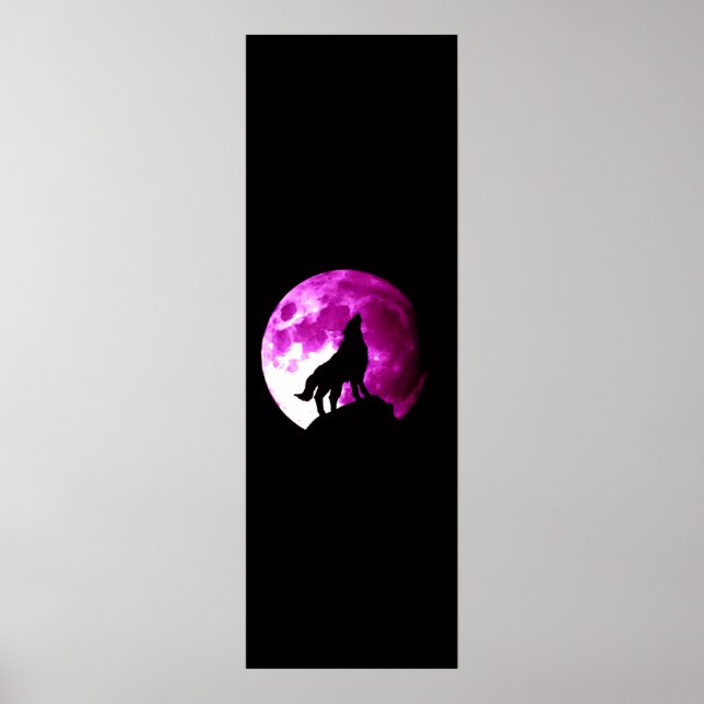 Wolf Howling at Moon Poster - Art Imaginaire (Devant)