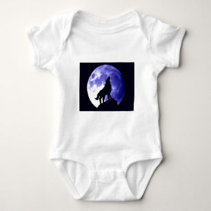 Wolf Howling auf dem Mond Baby Strampler